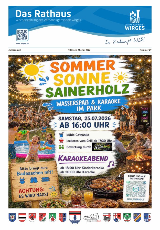 Das Rathaus - Informationen für die Bürger in der VG Wirges Titelblatt 29/2026
