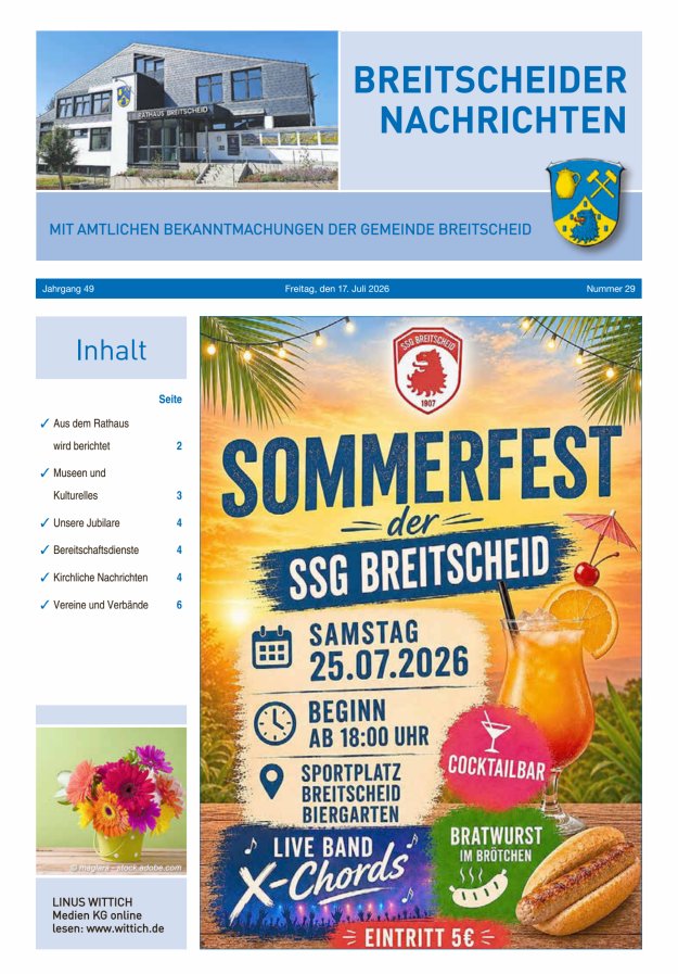 Breitscheider Nachrichten Titelblatt 29/2026