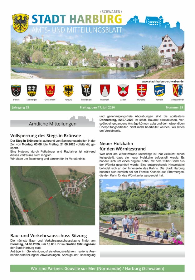 Amts- und Mitteilungsblatt der Stadt Harburg Titelblatt 29/2026