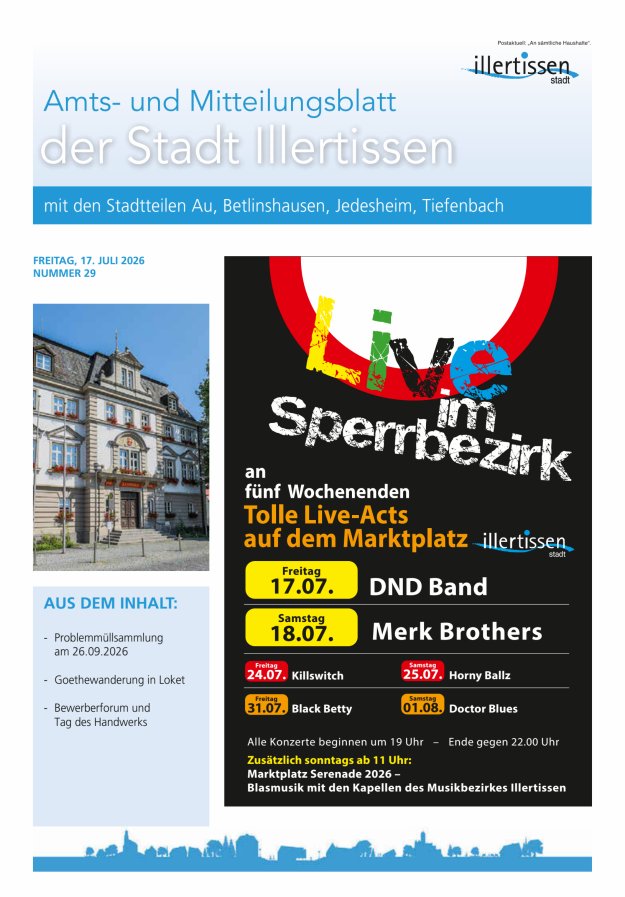 Amts- und Mitteilungsblatt Stadt Illertissen Titelblatt 29/2026