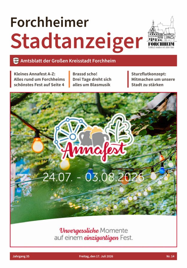 Forchheimer Stadtanzeiger Titelblatt 14/2026