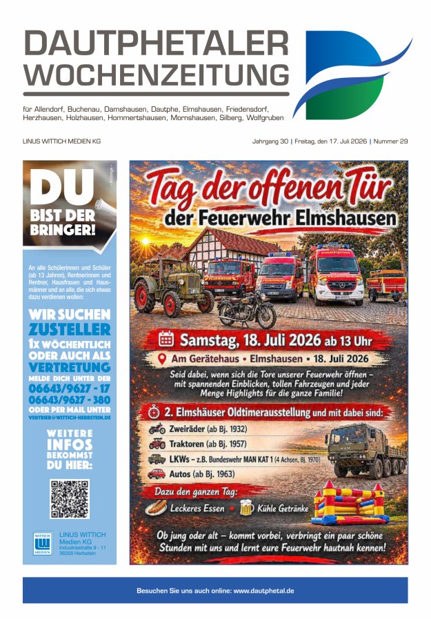 Dautphetaler Wochenzeitung Titelblatt 29/2026