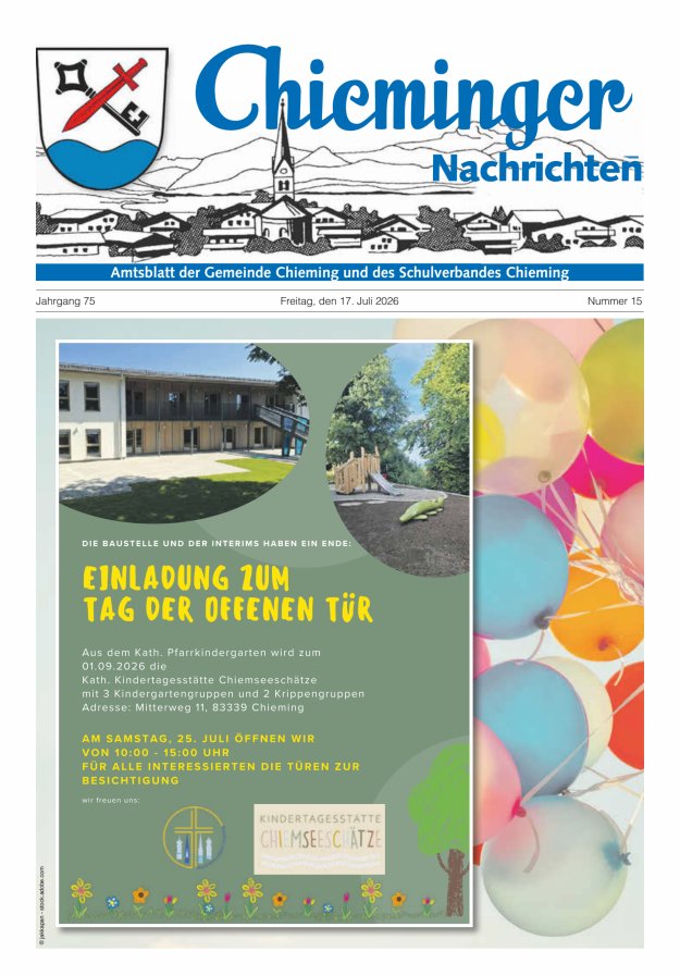 Chieminger Nachrichten Titelblatt 15/2026