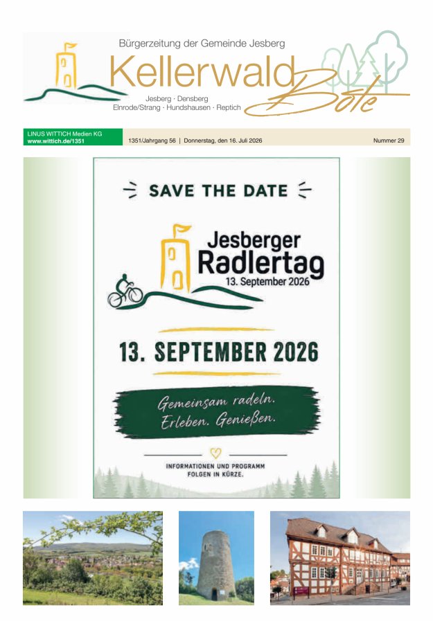 Kellerwaldbote - Bürgerzeitung der Gemeinde Jesberg Titelblatt 29/2026