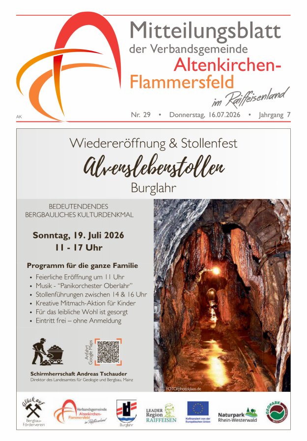Mitteilungsblatt Verbandsgemeinde Altenkirchen-Flammersfeld Titelblatt 29/2026