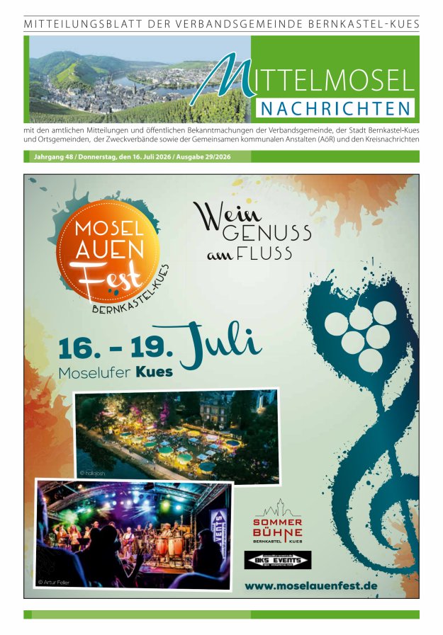 Mittelmosel-Nachrichten VG Bernkastel-Kues Titelblatt 29/2026