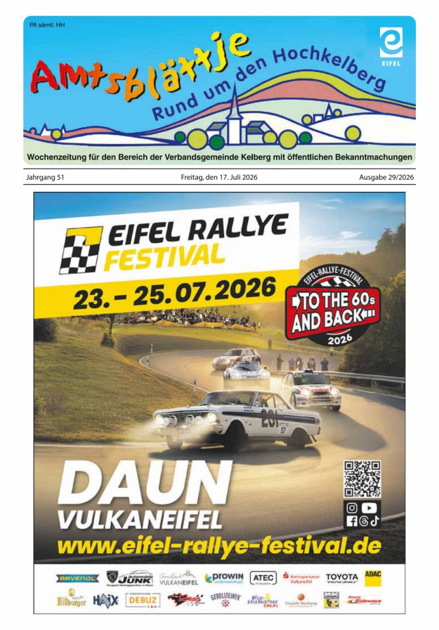 Amtsblättje - Rund um den Hochkelberg Titelblatt 29/2026