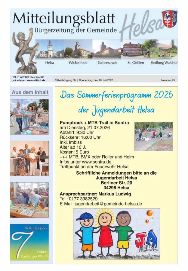 Mitteilungsblatt Helsa Titelblatt 29/2026