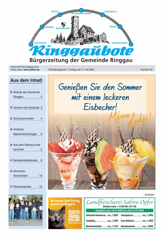 Ringgaubote Titelblatt 29/2026