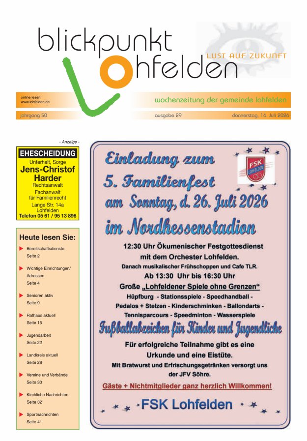 Blickpunkt Lohfelden Titelblatt 29/2026