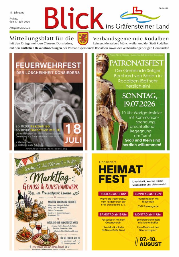 Blick ins Gräfensteiner Land VG Rodalben Titelblatt 29/2026