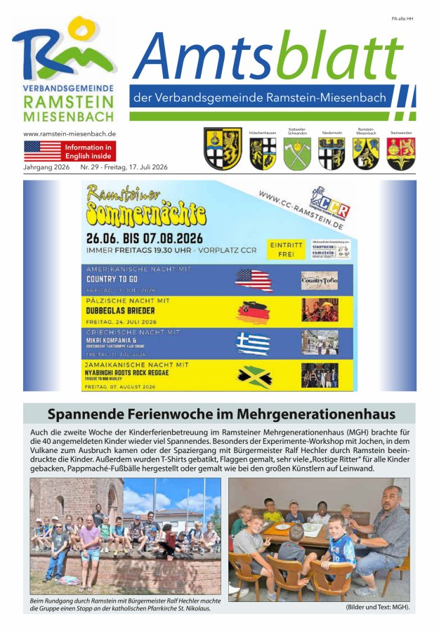 Amtsblatt VG Ramstein-Miesenbach Titelblatt 29/2026