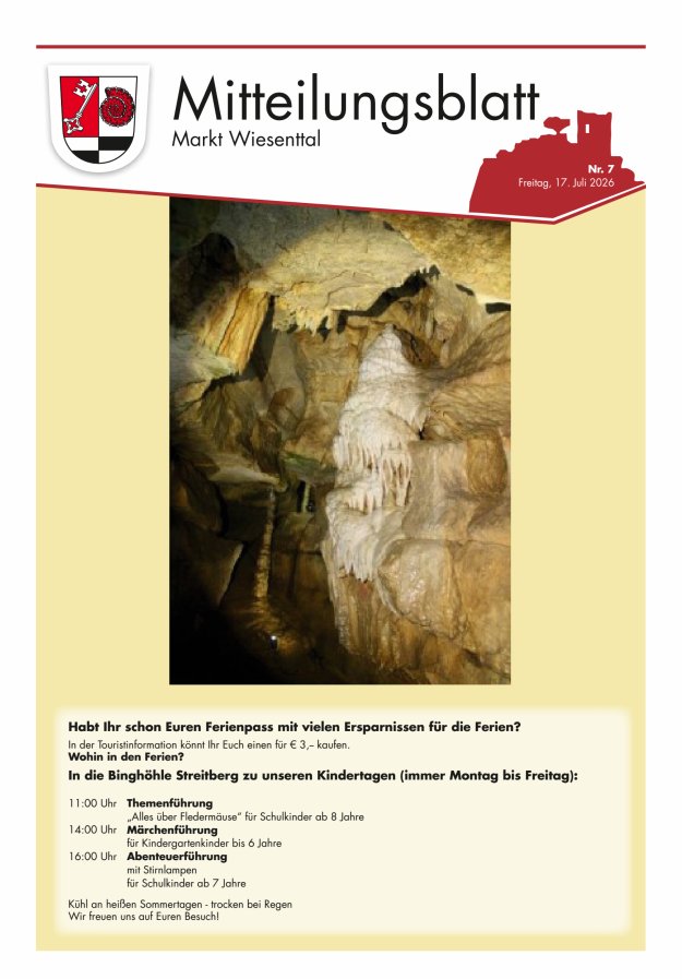 Mitteilungsblatt Markt Wiesenttal Titelblatt 07/2026