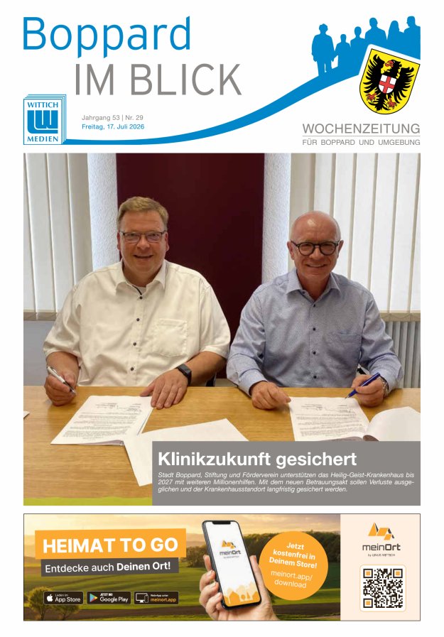 Boppard im Blick - Heimatzeitung für die Stadt Boppard Titelblatt 29/2026
