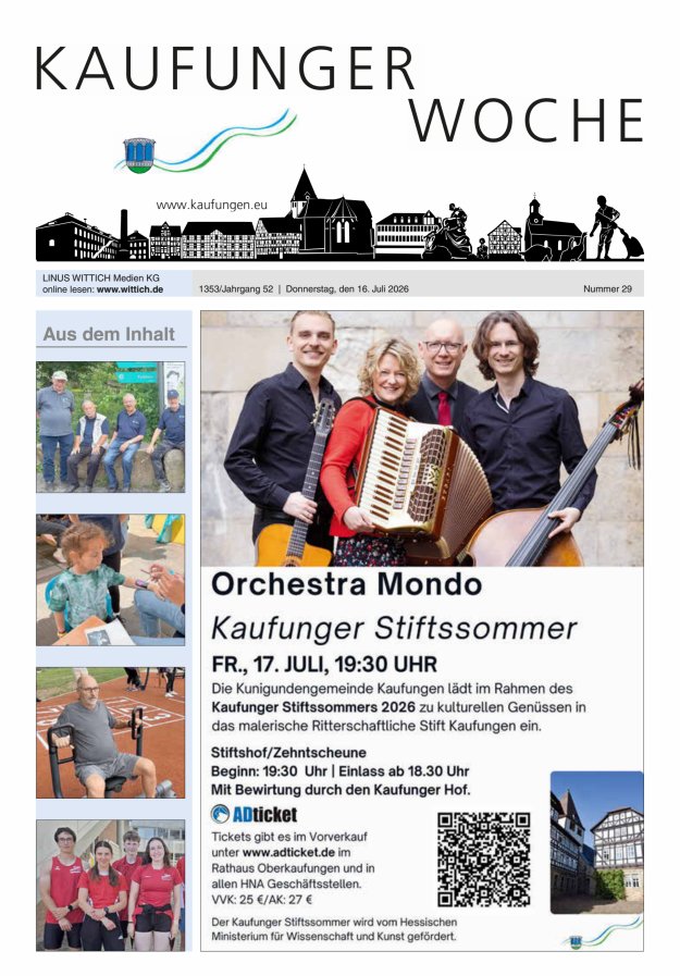 Kaufunger Woche Titelblatt 29/2026