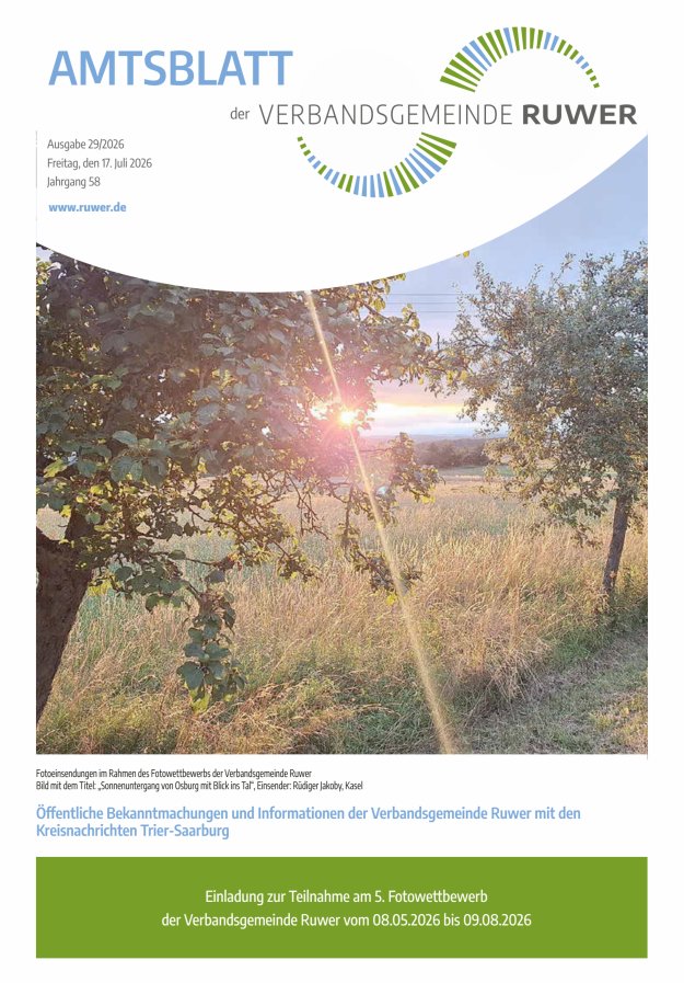 Amtsblatt VG Ruwer Titelblatt 29/2026