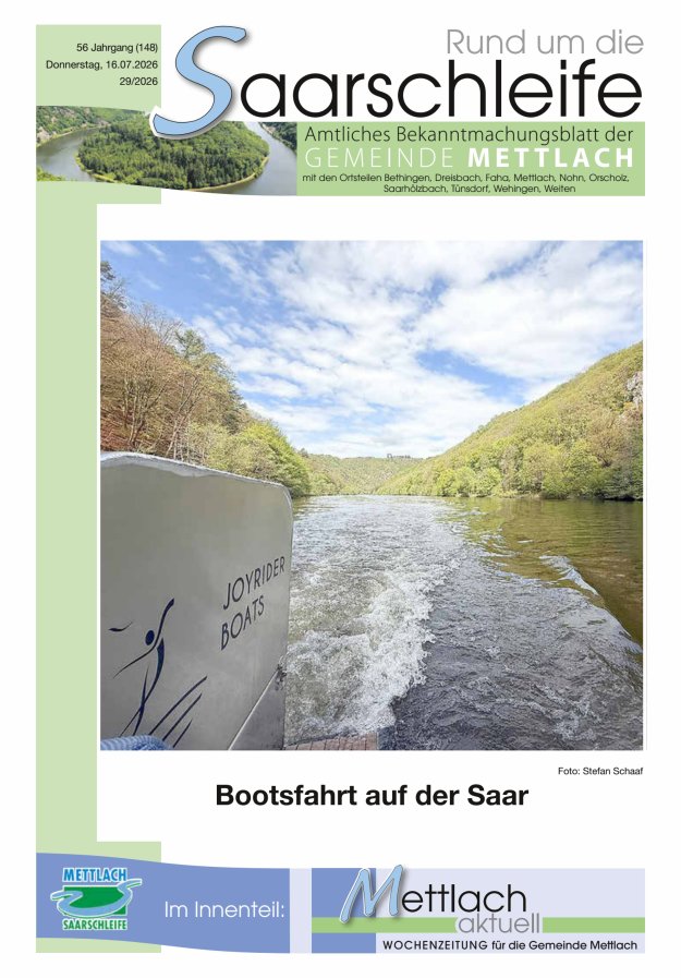 Rund um die Saarschleife Gemeinde Mettlach Titelblatt 29/2026