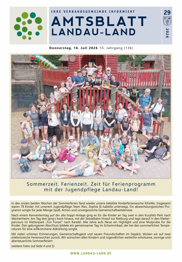 Amtsblatt VG Landau-Land Titelblatt 29/2026