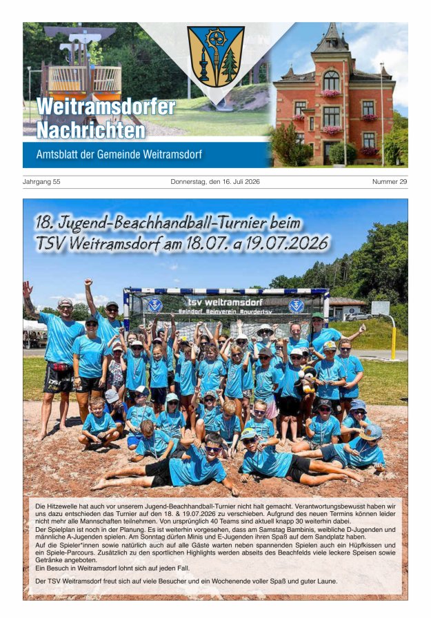 Weitramsdorfer Nachrichten Titelblatt 29/2026