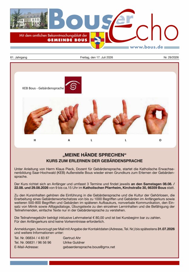 Bouser Echo Titelblatt 29/2026