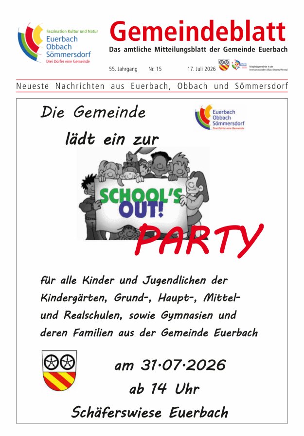Gemeindeblatt der Gemeinde Euerbach Titelblatt 15/2026