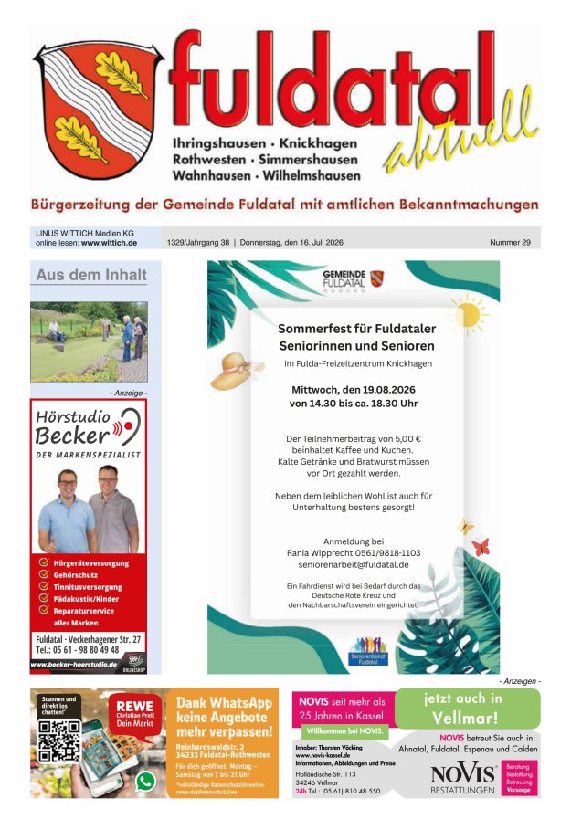 Fuldatal aktuell Titelblatt 29/2026