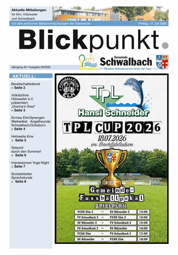 Blickpunkt Schwalbach Titelblatt 29/2026