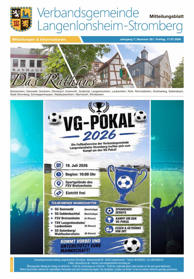 Das Rathaus - MTB d VG Langenlonsheim-Stromberg Titelblatt 29/2026