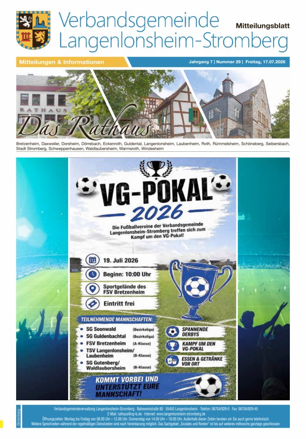 Das Rathaus - MTB d VG Langenlonsheim-Stromberg  Titelblatt 28/2026