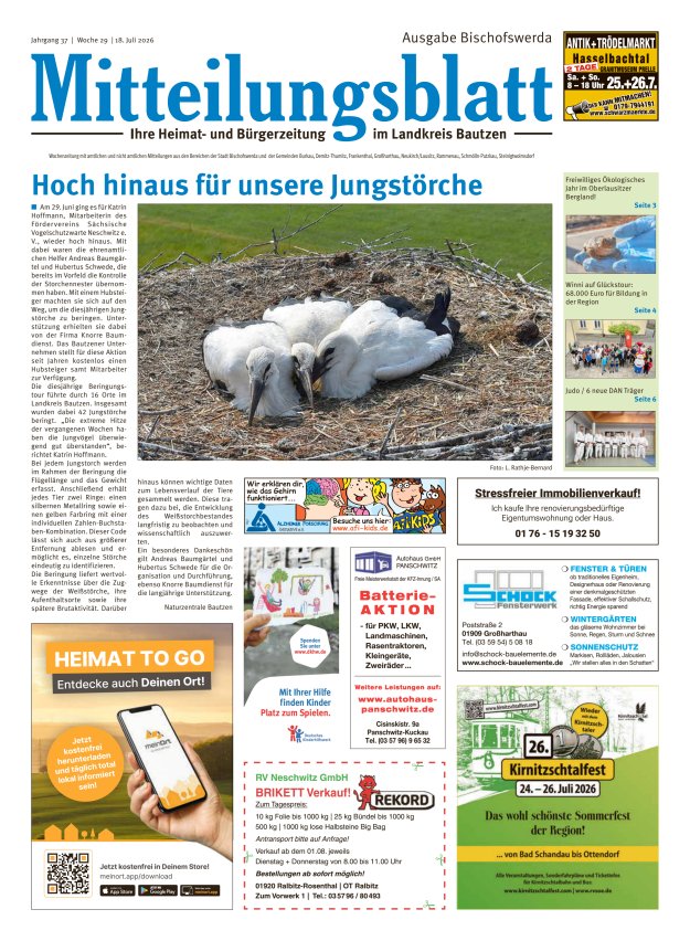 Mitteilungsblatt LK Bautzen Ausgabe Bischofswerda Titelblatt 28/2026