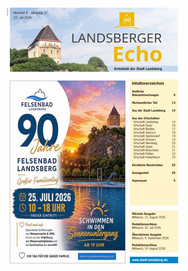 Landsberger Echo – Amtsblatt der Stadt Landsberg Titelblatt 08/2026