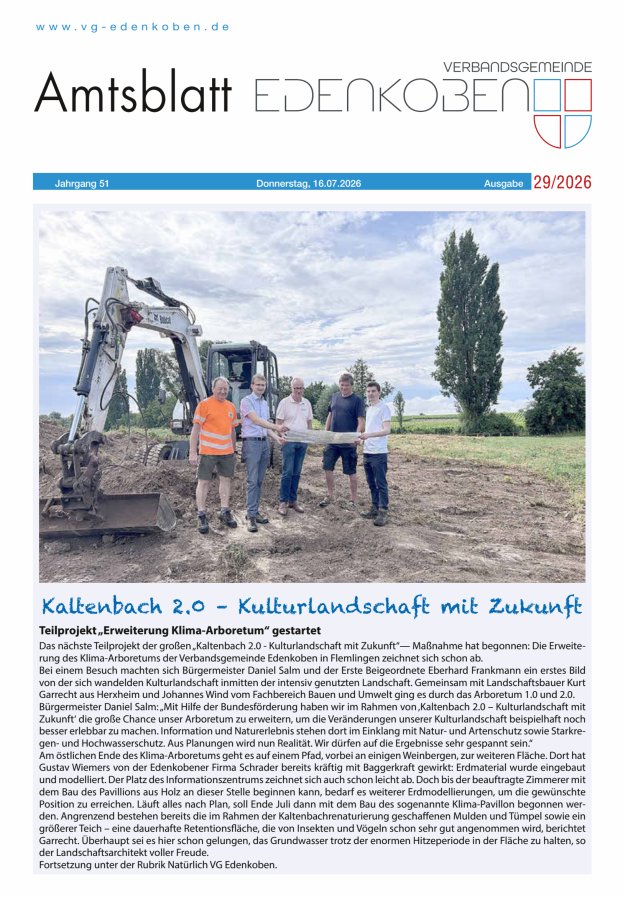 Amtsblatt VG Edenkoben Titelblatt 29/2026