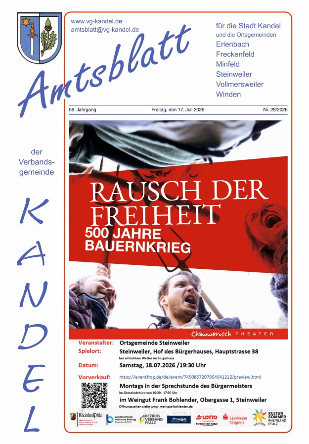 Amtsblatt VG Kandel Titelblatt 29/2026