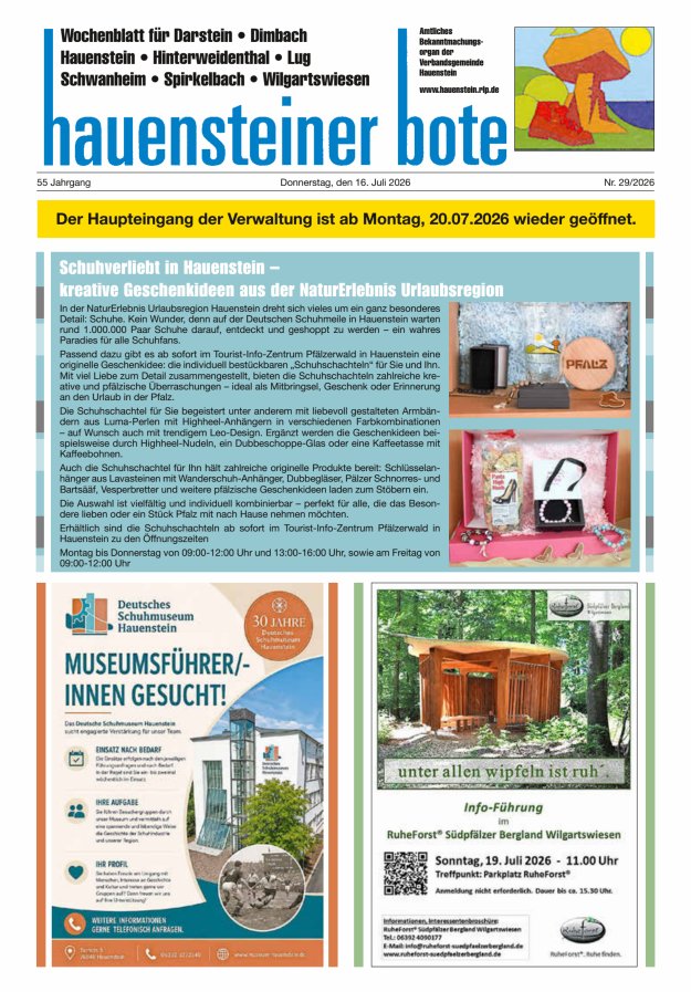 Hauensteiner Bote Titelblatt 29/2026