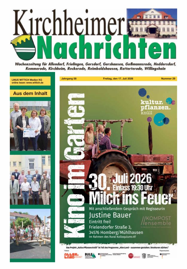 Kirchheimer Nachrichten Titelblatt 29/2026