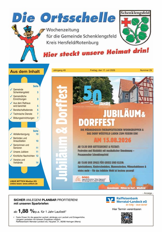 Die Ortsschelle Titelblatt 29/2026
