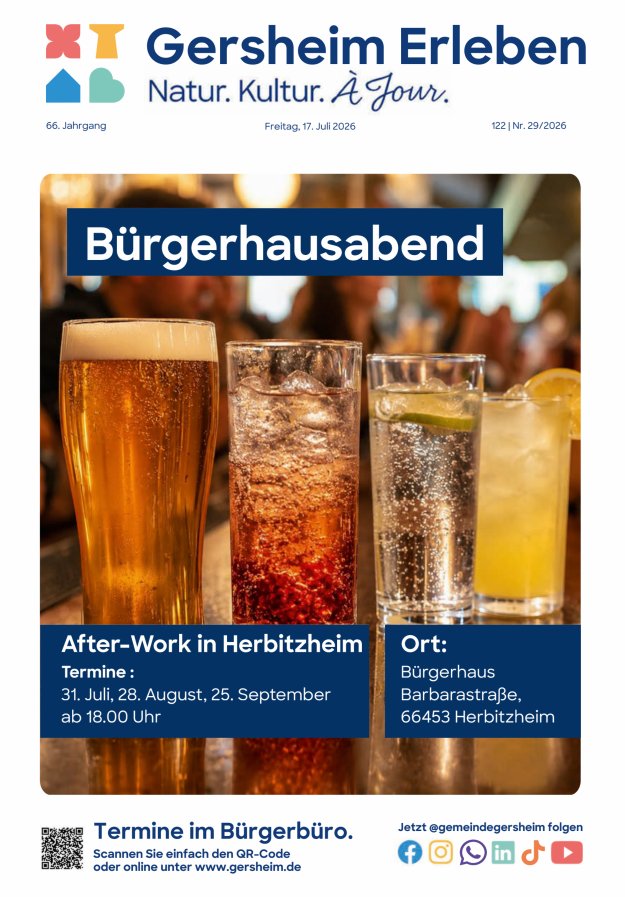 Bekanntmachungsblatt der Gemeinde Gersheim Titelblatt 29/2026