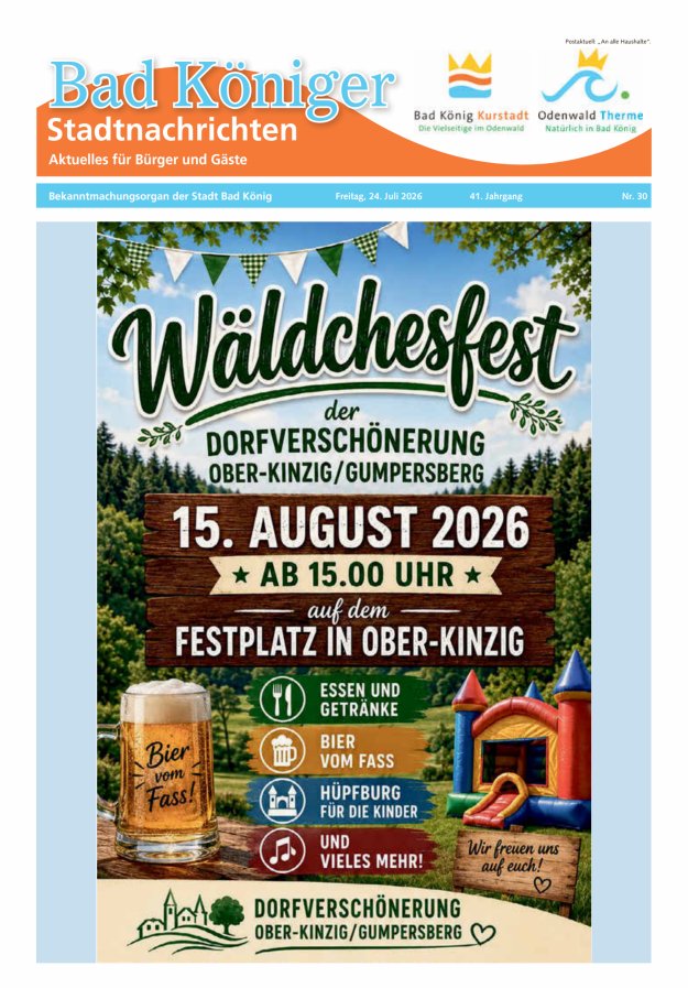 Bad Königer Stadtnachrichten und Badeblatt Titelblatt 30/2026