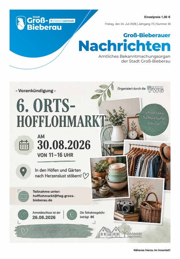 Groß-Bieberauer Nachrichten Titelblatt 30/2026