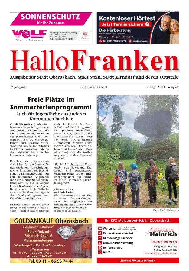 Hallo Franken Fürther Umland Titelblatt 07/2026