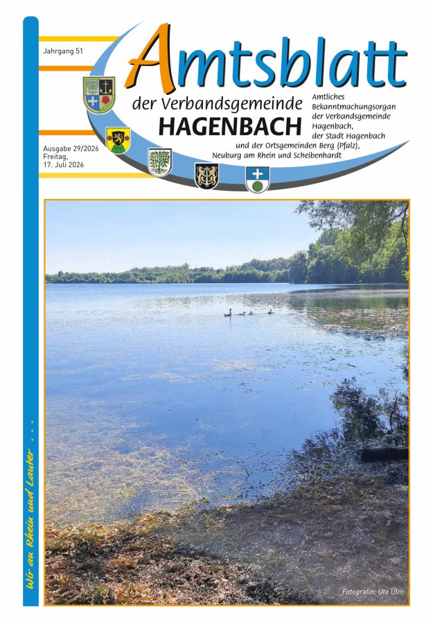 Amtsblatt der VG Hagenbach Titelblatt 29/2026