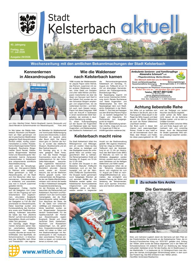 Kelsterbach aktuell Titelblatt 29/2026