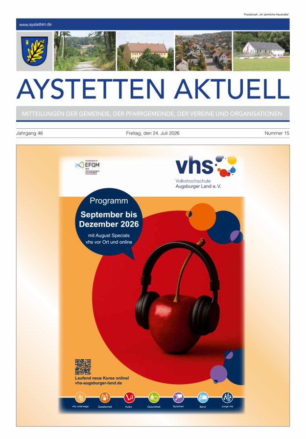 Aystetten Aktuell Wir über uns Titelblatt 15/2026