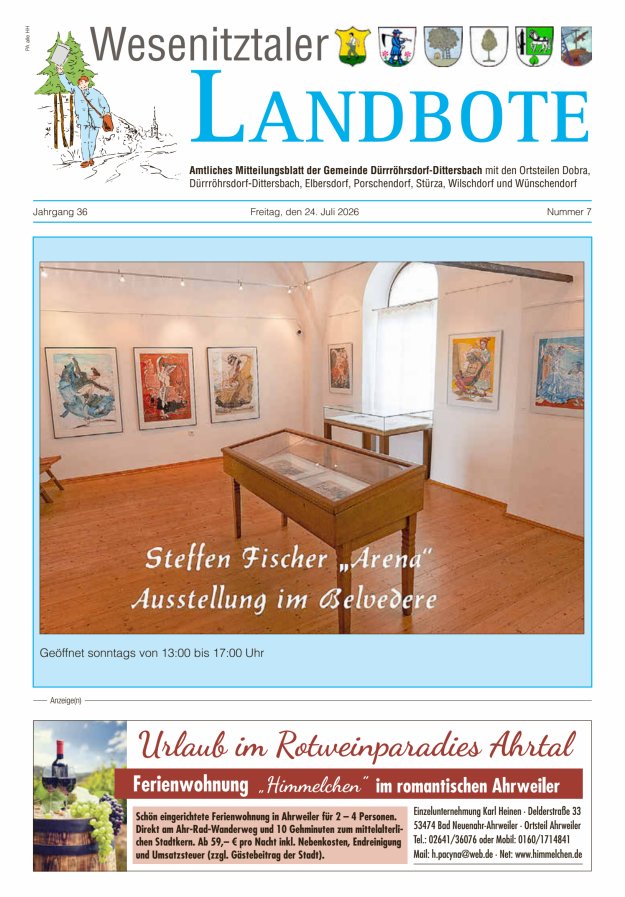 Wesenitztaler Landbote – Amtliches Mitteilungsblatt der Gemeinde Dürrröhrsdorf-Dittersbach Titelblatt 07/2026