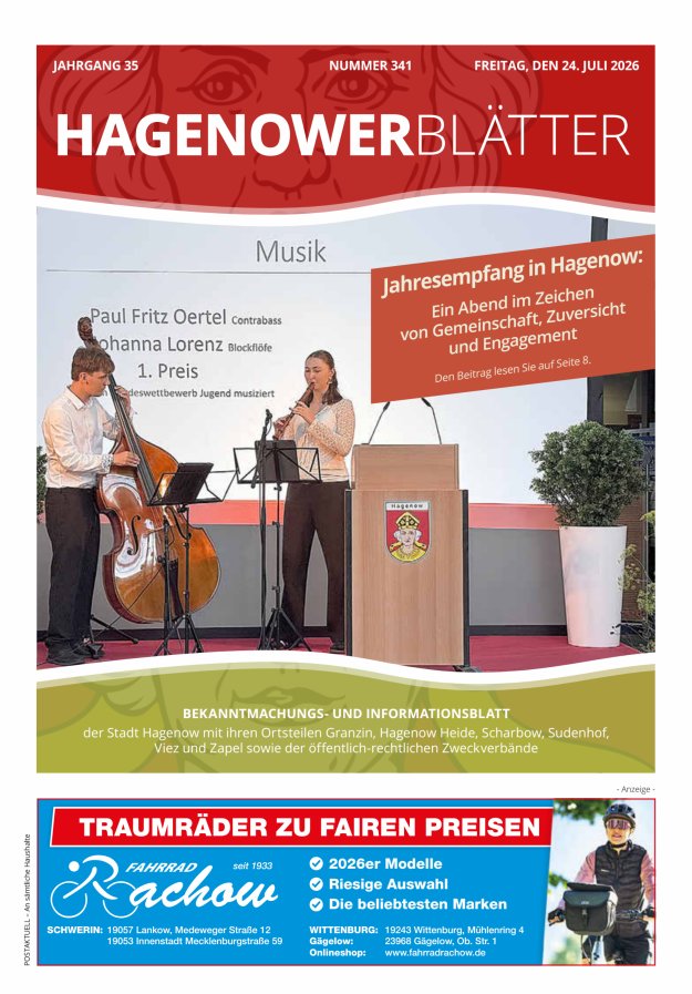 Hagenower Blätter Titelblatt 341/2026