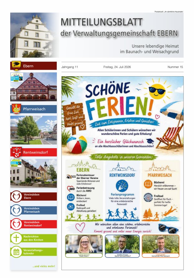 Mitteilungsblatt der Verwaltungsgemeinschaft Ebern Titelblatt 15/2026