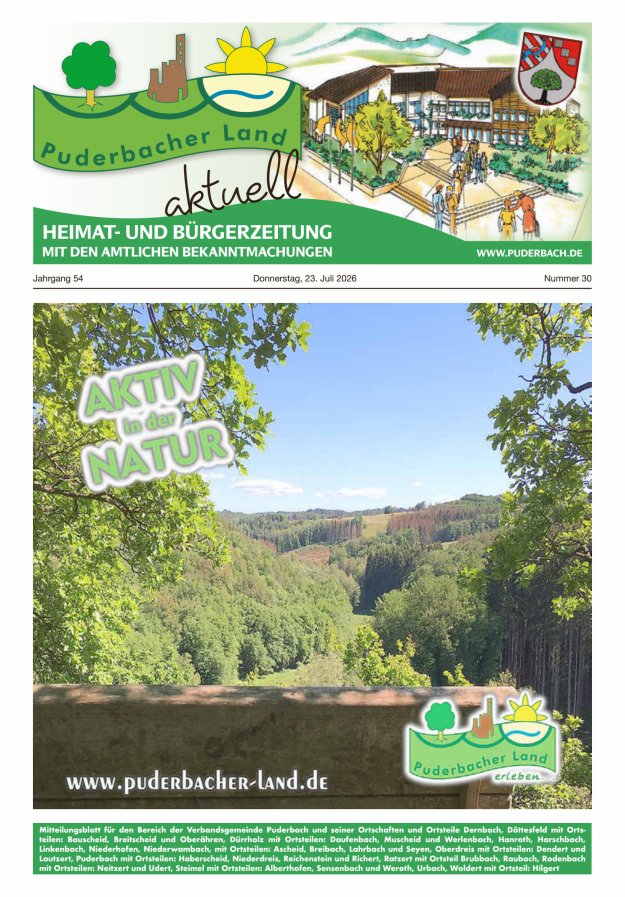 Puderbacher Land aktuell Titelblatt 30/2026