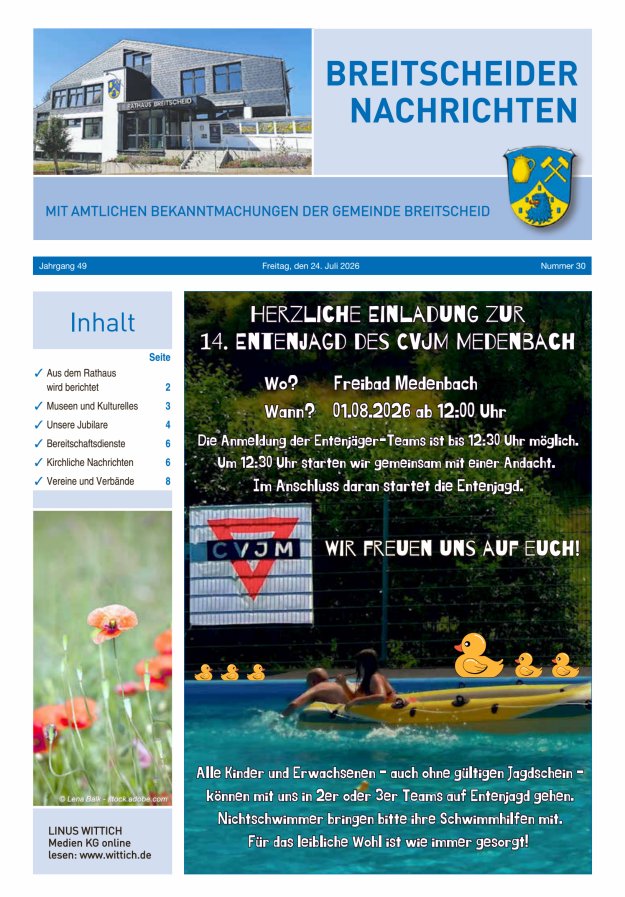Breitscheider Nachrichten Titelblatt 30/2026