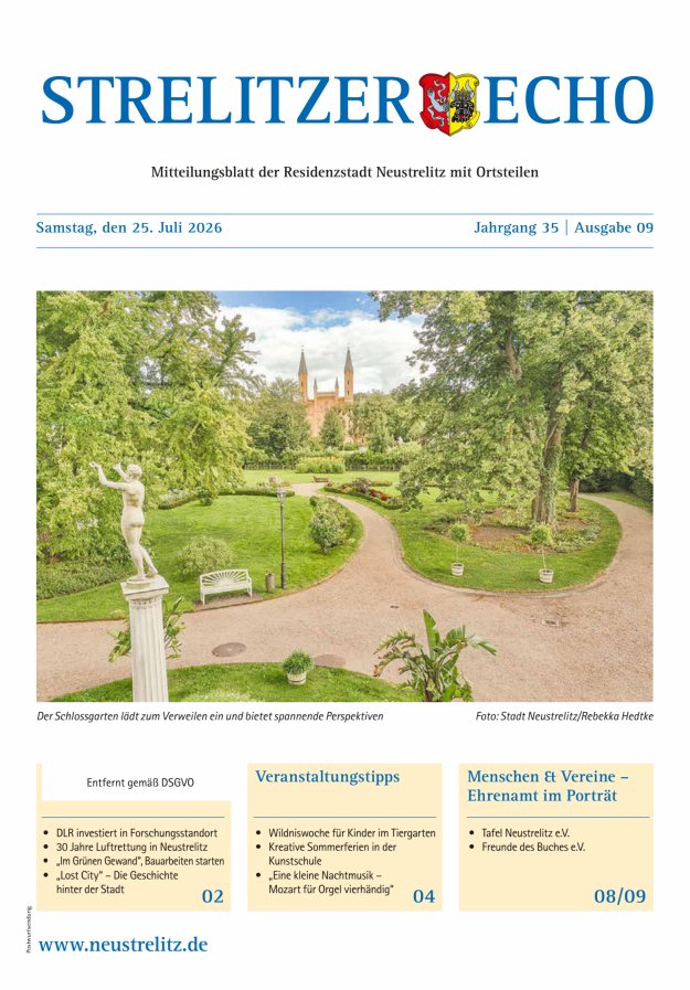 Strelitzer Echo Titelblatt 09/2026