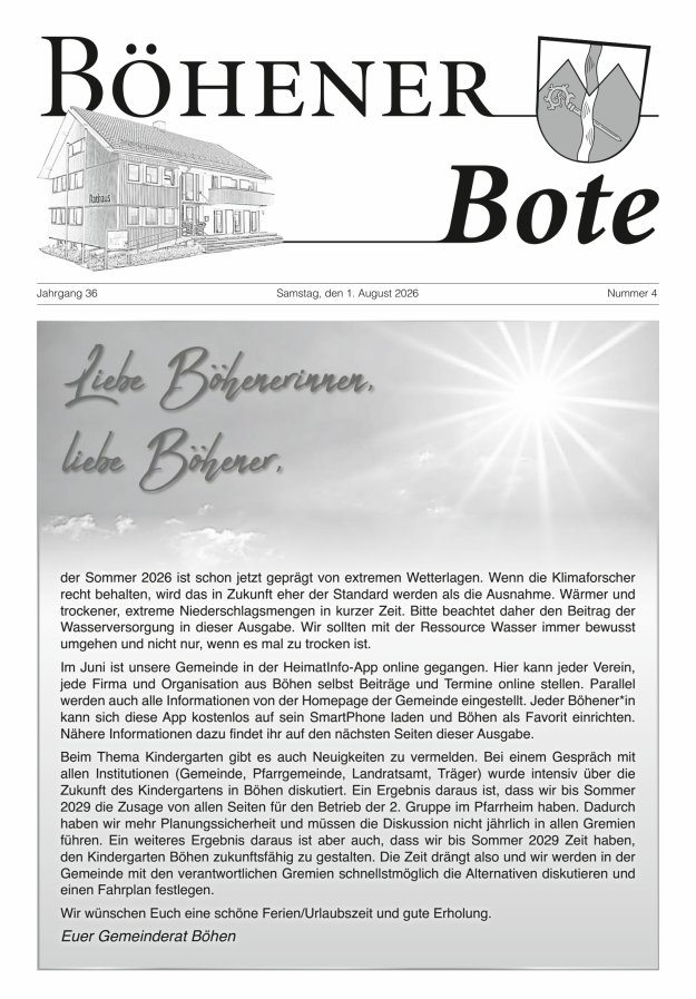 Böhener Bote Titelblatt 04/2026